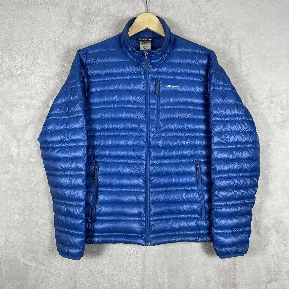 Patagonia Ultralight Down Jacket Mens Small Blue Puffer Full Zip Outdoor 84755